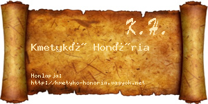 Kmetykó Honória névjegykártya